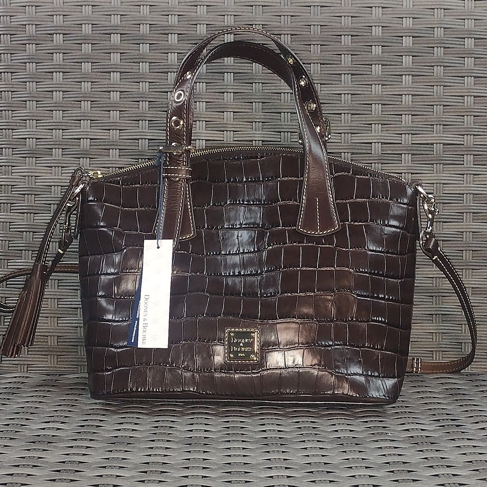 Dooney & Bourke Croc Embossed Brown Satchel